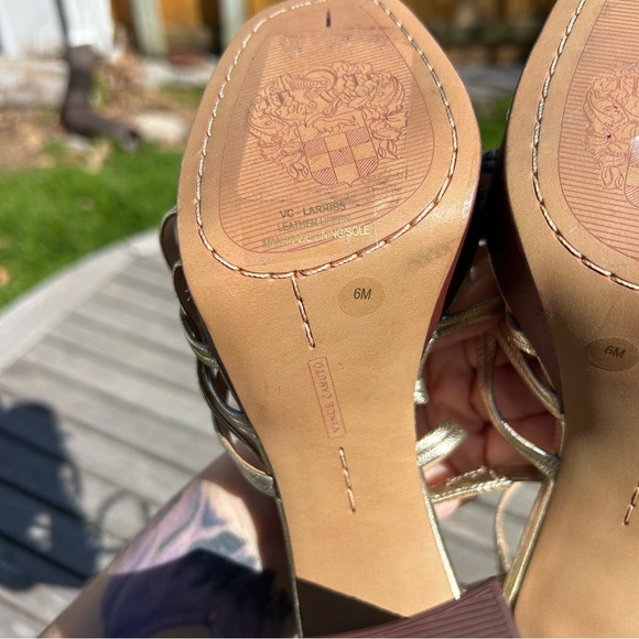 NWOT Vince Camuto Larriss Gold Brown Size 6 Strappy Platform Heel Sandals Womens - Picture 9 of 10